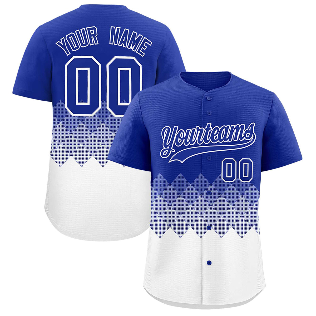 Custom Royal White Grid Blur Pattern Authentic Baseball Jersey