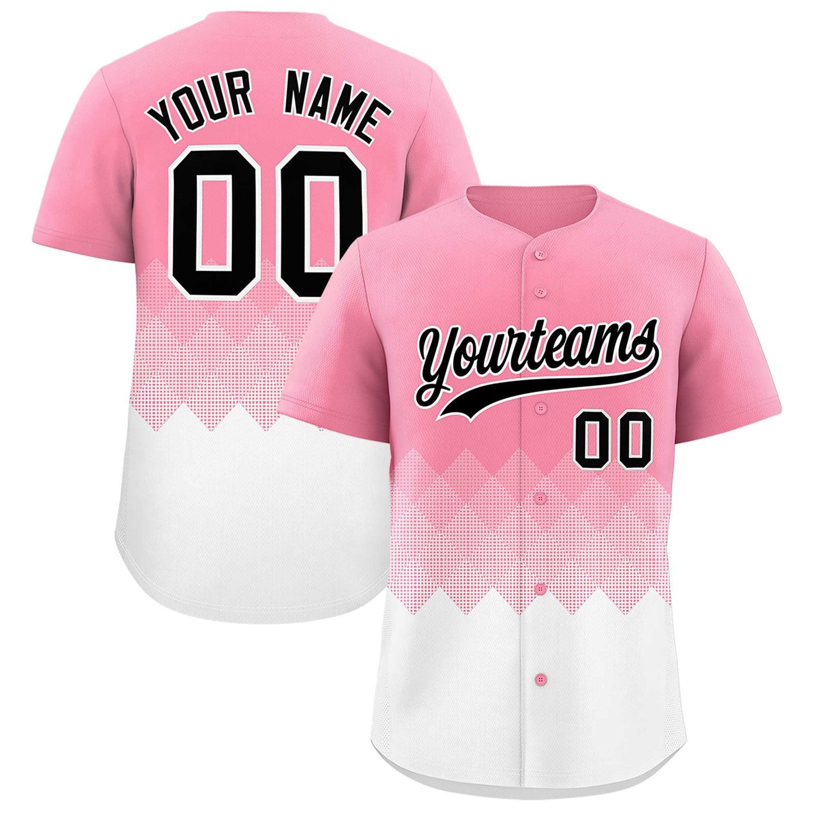 Custom Light Pink White Grid Blur Pattern Authentic Baseball Jersey