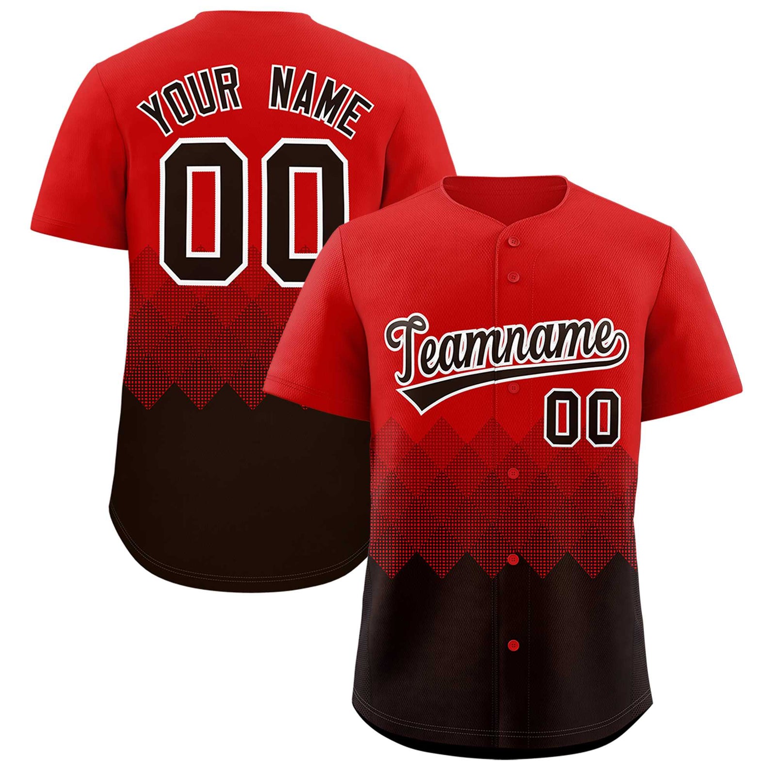 Custom Red Brown Grid Blur Pattern Authentic Baseball Jersey