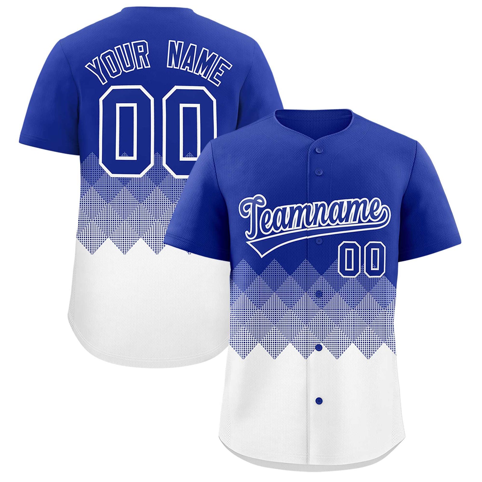 Custom Royal White Grid Blur Pattern Authentic Baseball Jersey