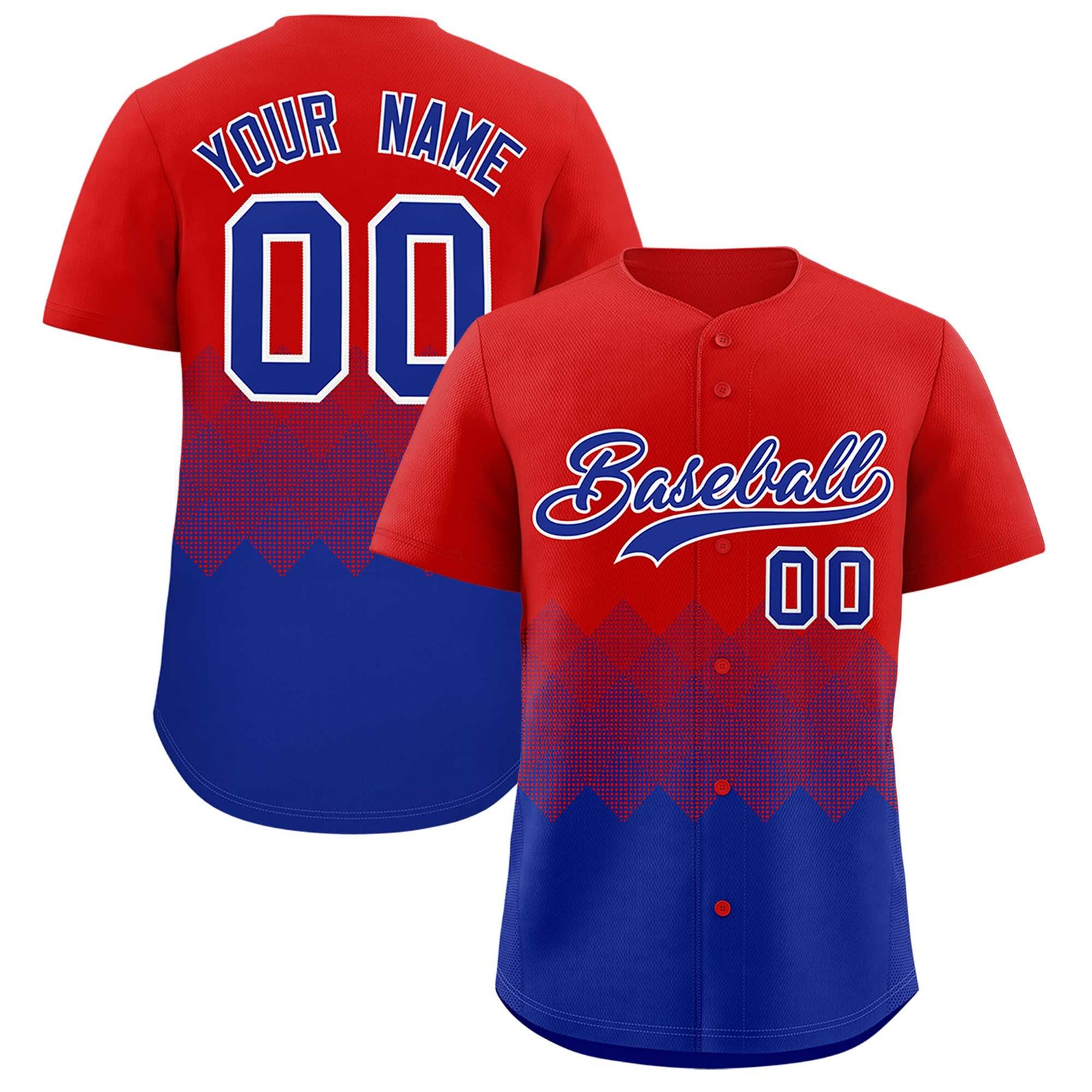 Custom Red Royal Grid Blur Pattern Authentic Baseball Jersey