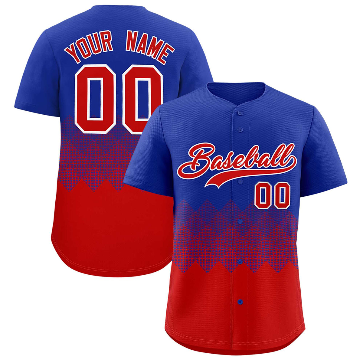 Custom Royal Red Grid Blur Pattern Authentic Baseball Jersey