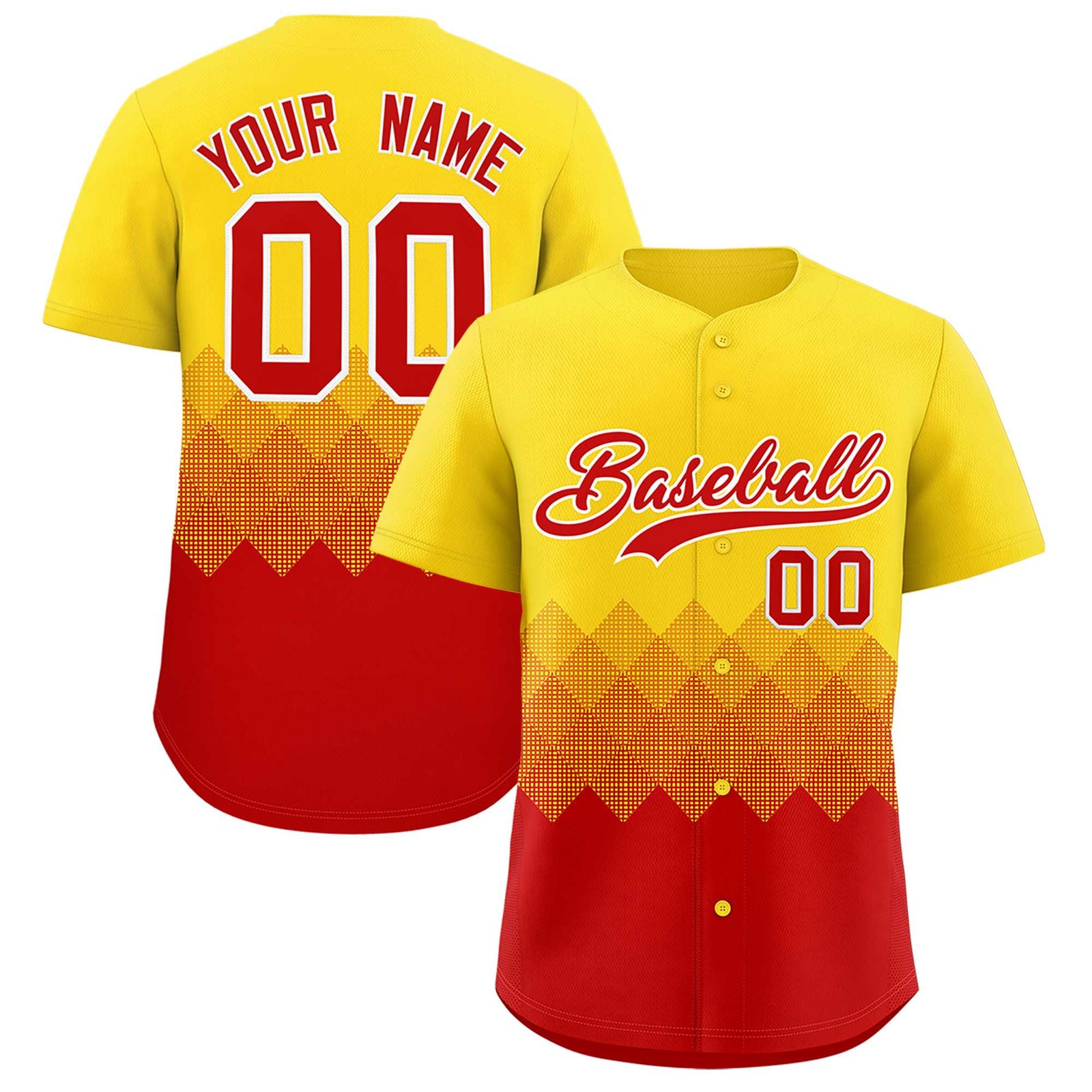 Custom Gold Red Grid Blur Pattern Authentic Baseball Jersey