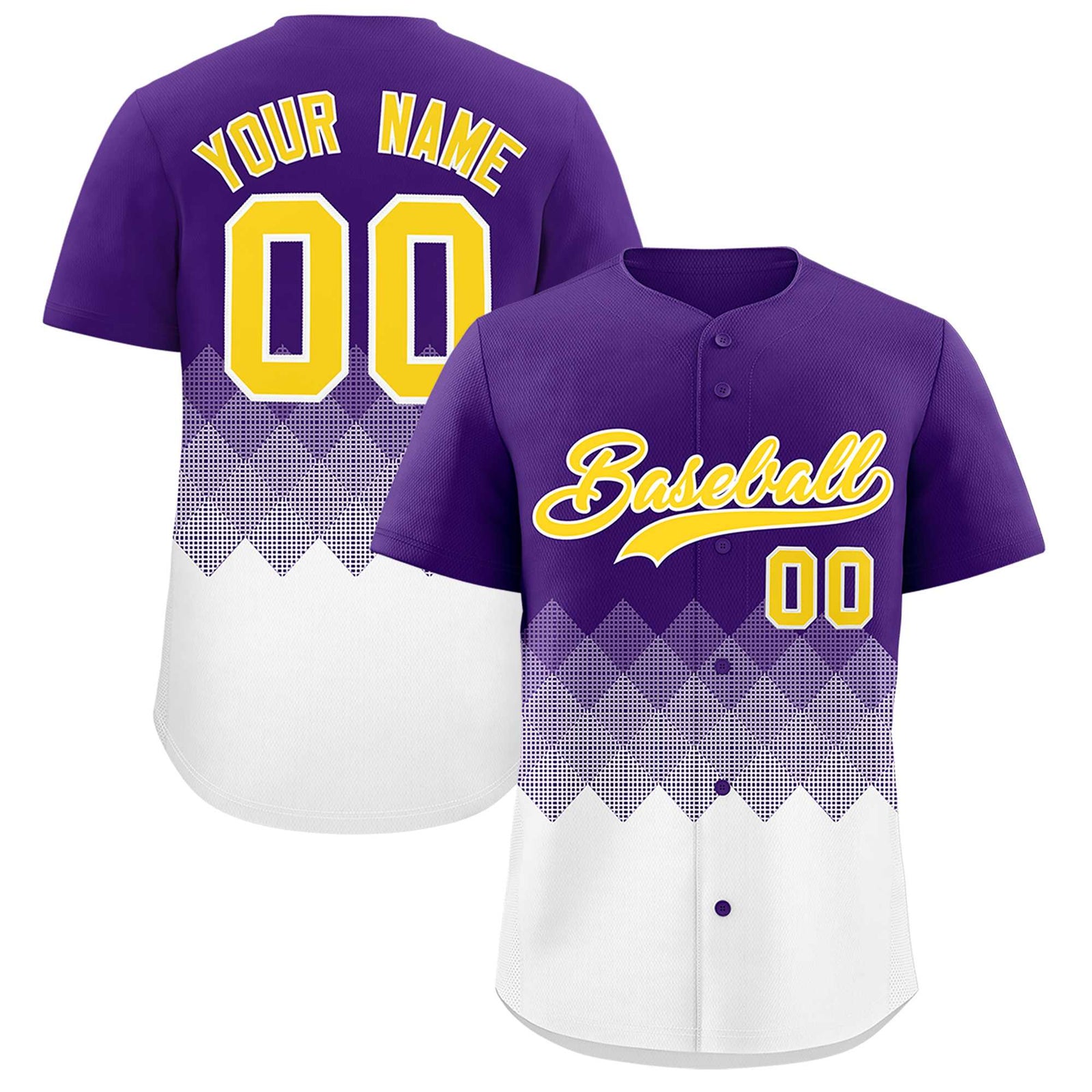 Custom Purple White Grid Blur Pattern Authentic Baseball Jersey