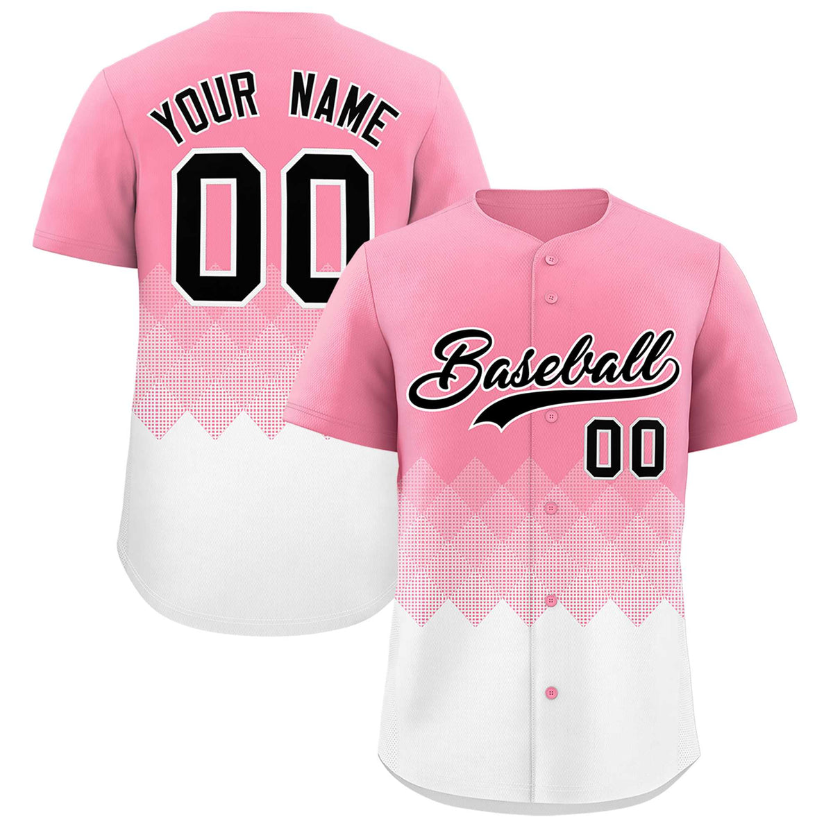 Custom Light Pink White Grid Blur Pattern Authentic Baseball Jersey