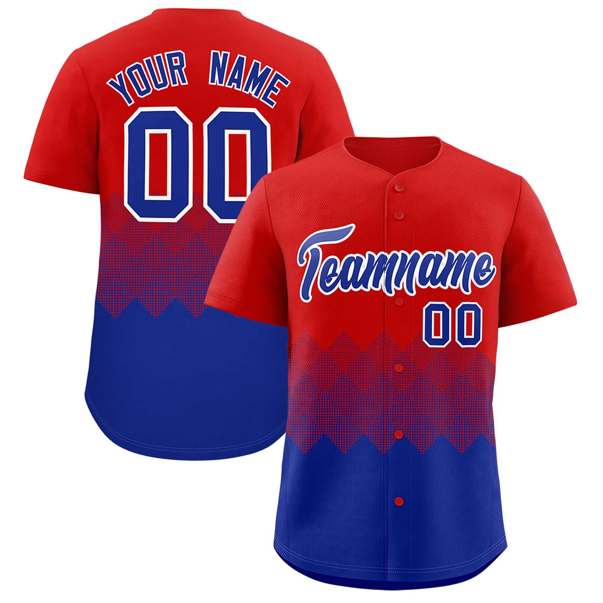 Custom Red Royal Grid Blur Pattern Authentic Baseball Jersey