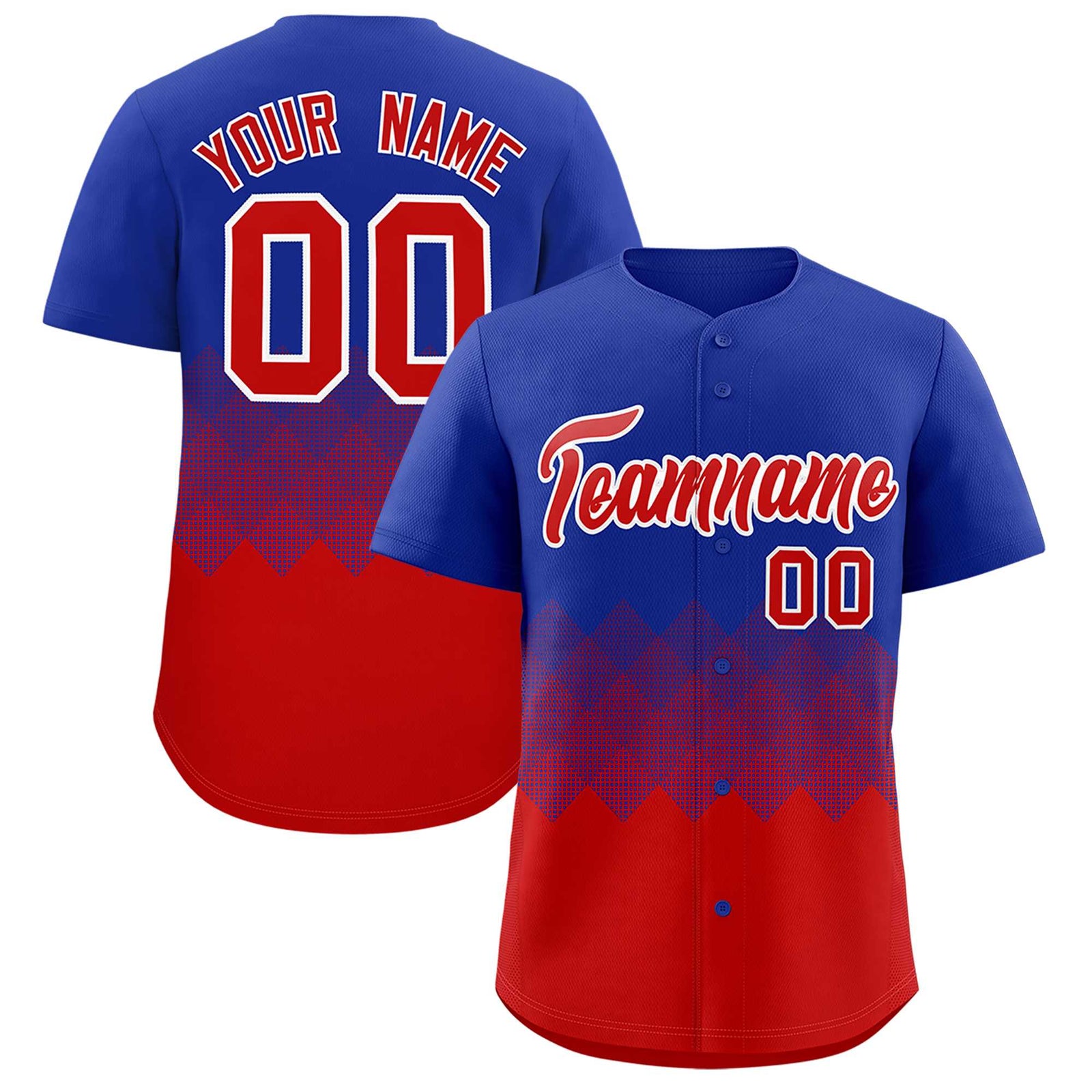 Custom Royal Red Grid Blur Pattern Authentic Baseball Jersey