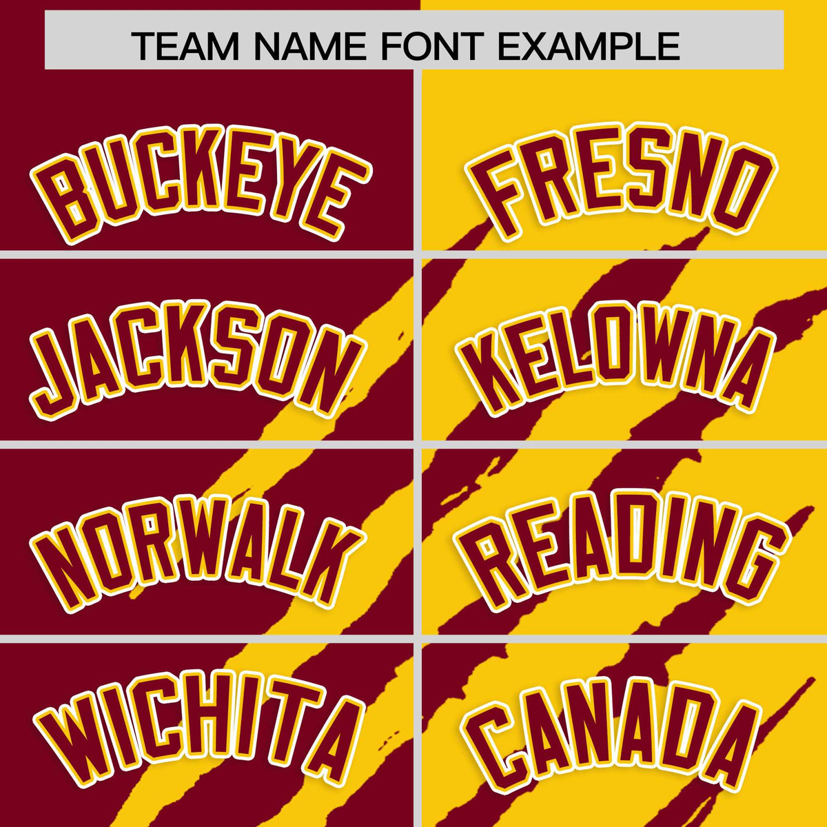Custom Crimson Gold Split Tiger Claw Scratch Pattern Baseball Jersey