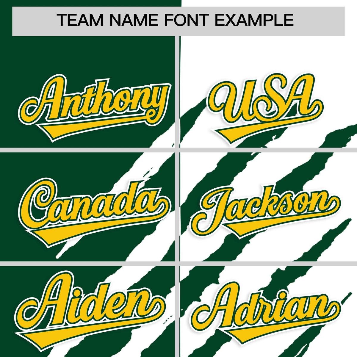Custom Green White Split Tiger Claw Scratch Pattern Baseball Jersey