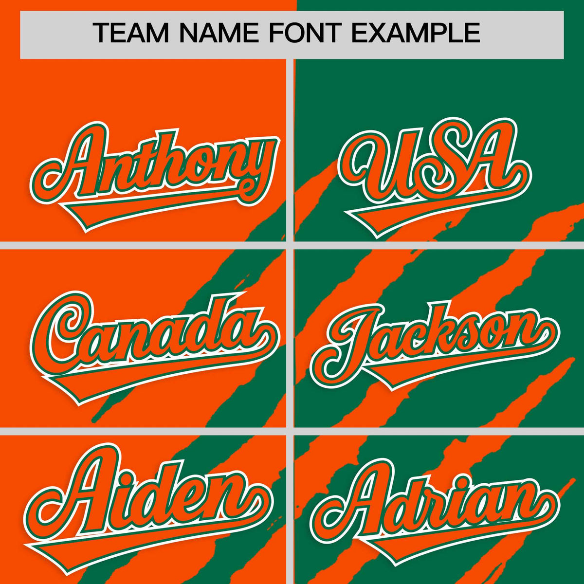 Custom Orange Kelly Green Split Tiger Claw Scratch Pattern Baseball Jersey