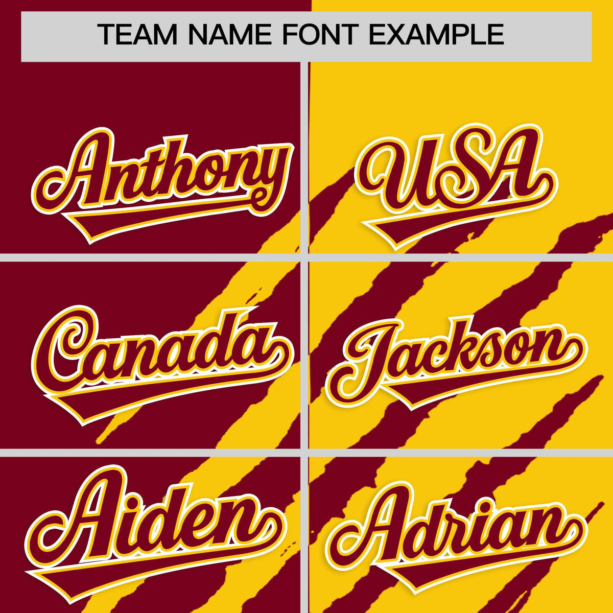 Custom Crimson Gold Split Tiger Claw Scratch Pattern Baseball Jersey