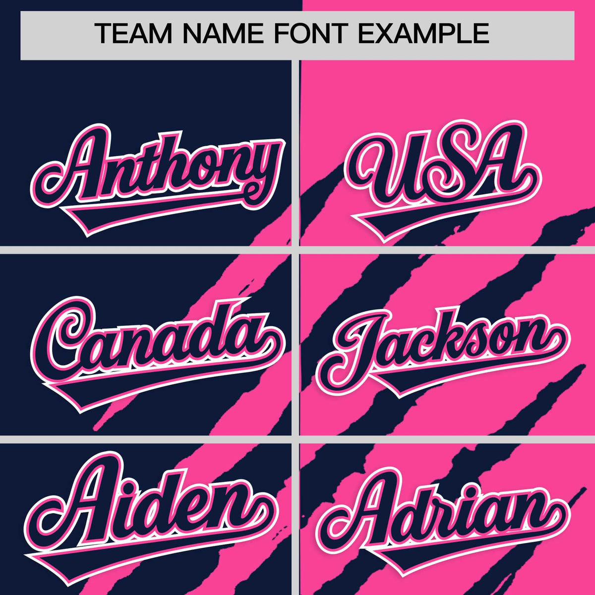 Custom Navy Pink Split Tiger Claw Scratch Pattern Baseball Jersey