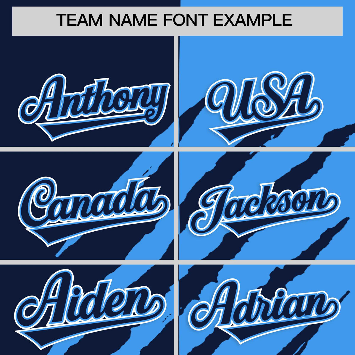 Custom Navy Powder Blue Split Tiger Claw Scratch Pattern Baseball Jersey