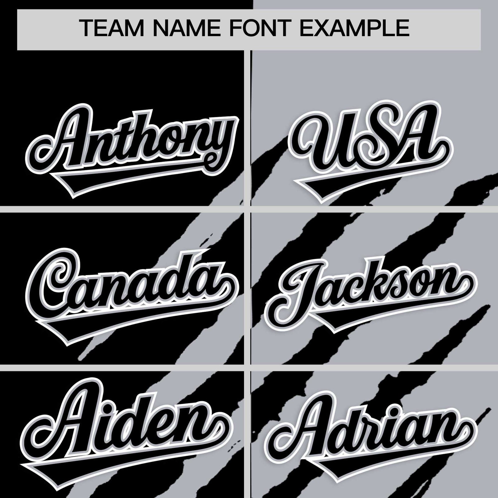 Custom Black Gray Split Tiger Claw Scratch Pattern Baseball Jersey