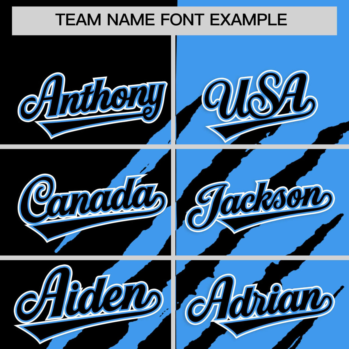 Custom Black Powder Blue Split Tiger Claw Scratch Pattern Baseball Jersey