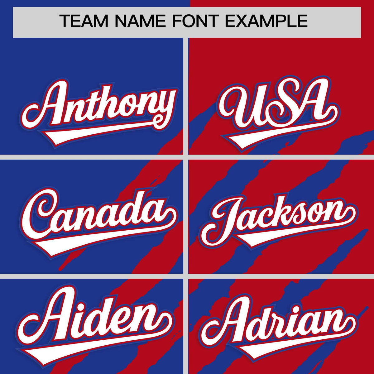 Custom Royal Blue Red Split Tiger Claw Scratch Pattern Baseball Jersey