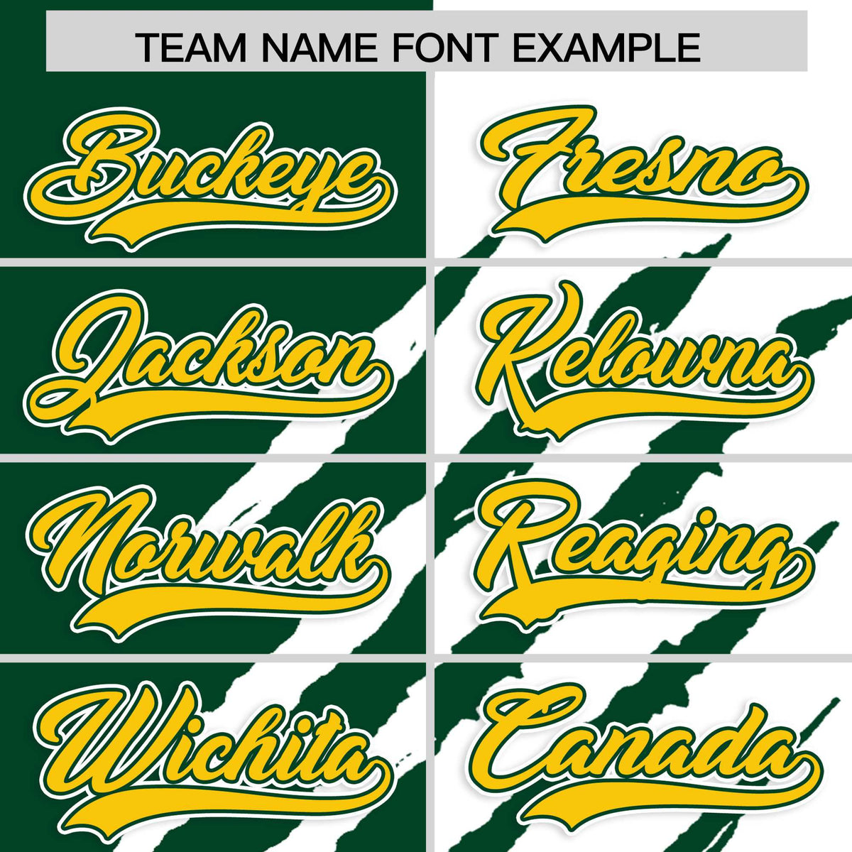 Custom Green White Split Tiger Claw Scratch Pattern Baseball Jersey