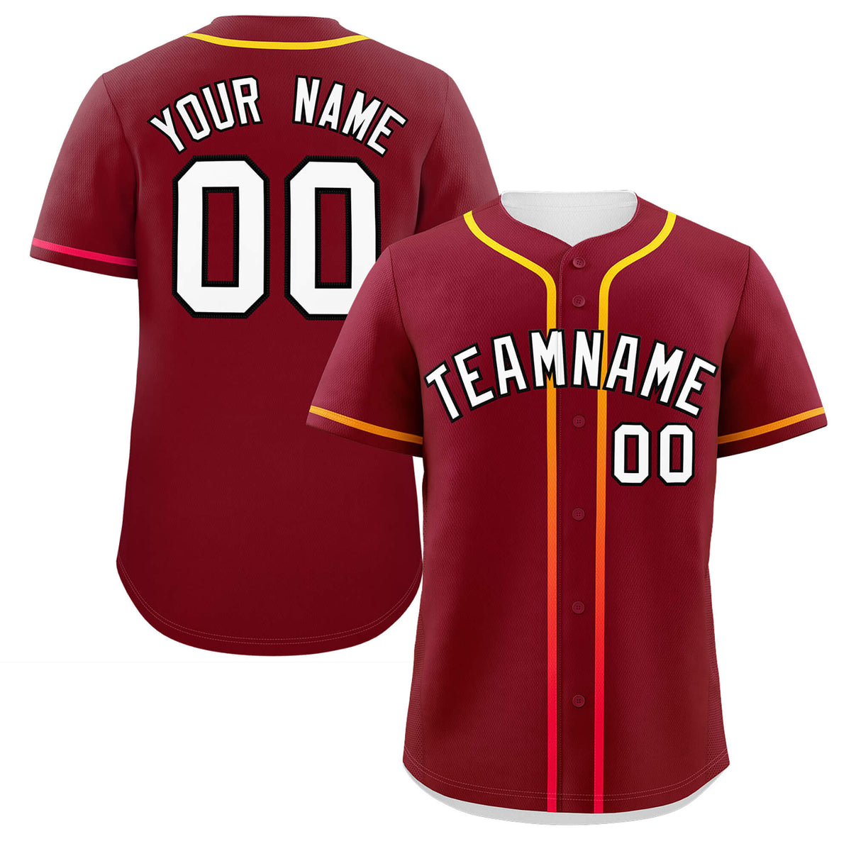 Custom Crimson White Personalized Gradient Ribbed Design Authentic Baseball Jersey