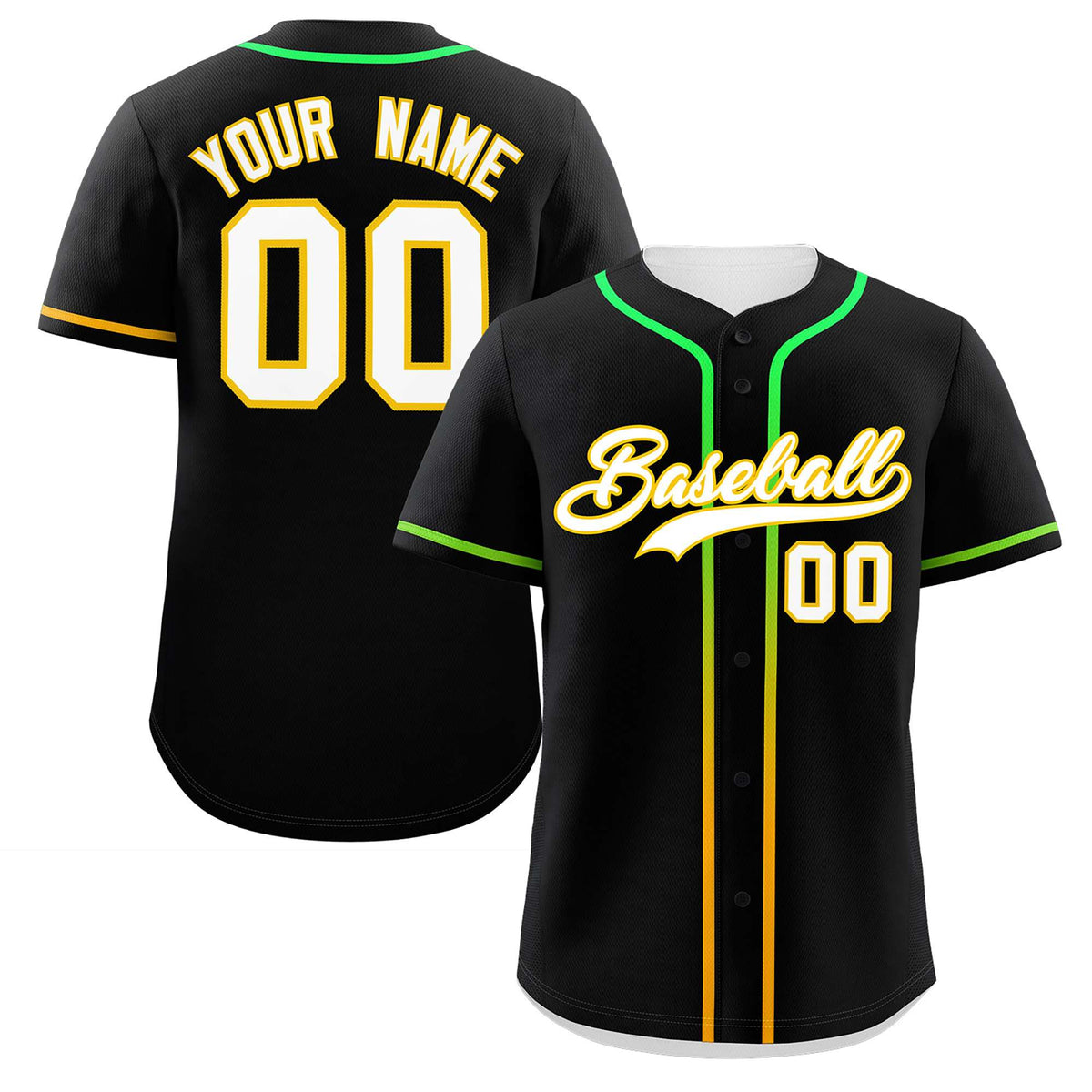 Custom Black White Personalized Gradient Ribbed Design Authentic Baseball Jersey