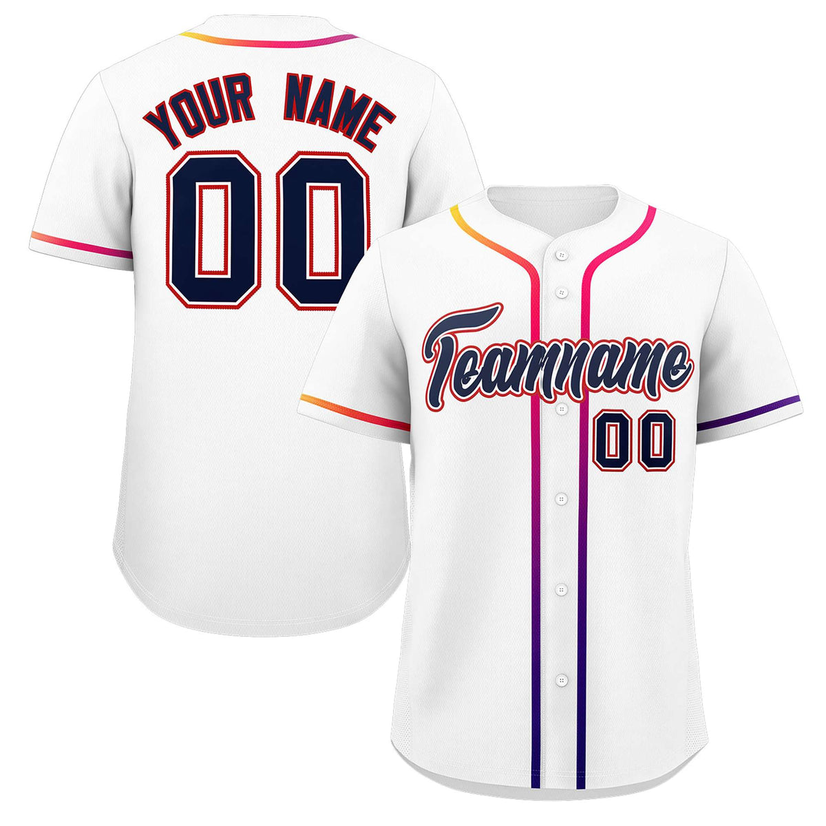 Custom White Royal Personalized Gradient Ribbed Design Authentic Baseball Jersey