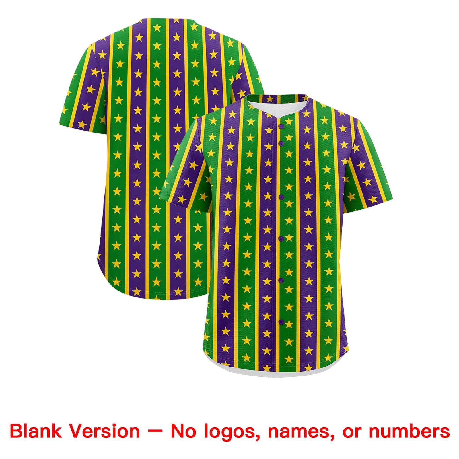 Custom Purple Kelly Green Gold Stripe Personalization Mardi Gras Authentic Baseball Jersey| KXKSHOP