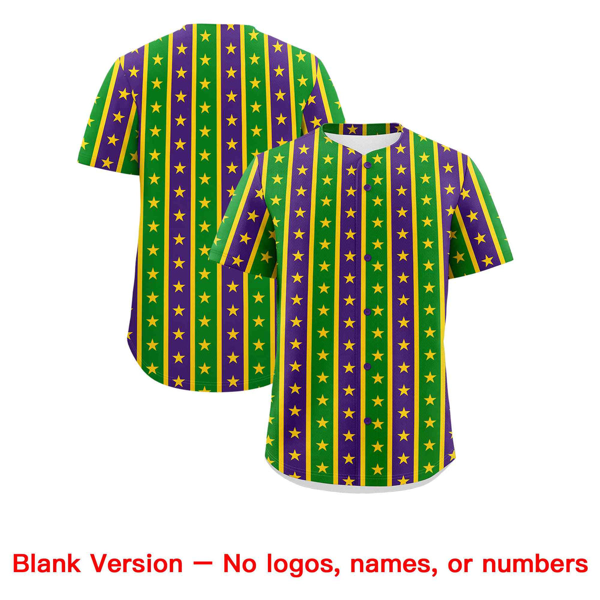 Custom Purple Kelly Green Gold Stripe Personalization Mardi Gras Authentic Baseball Jersey| KXKSHOP