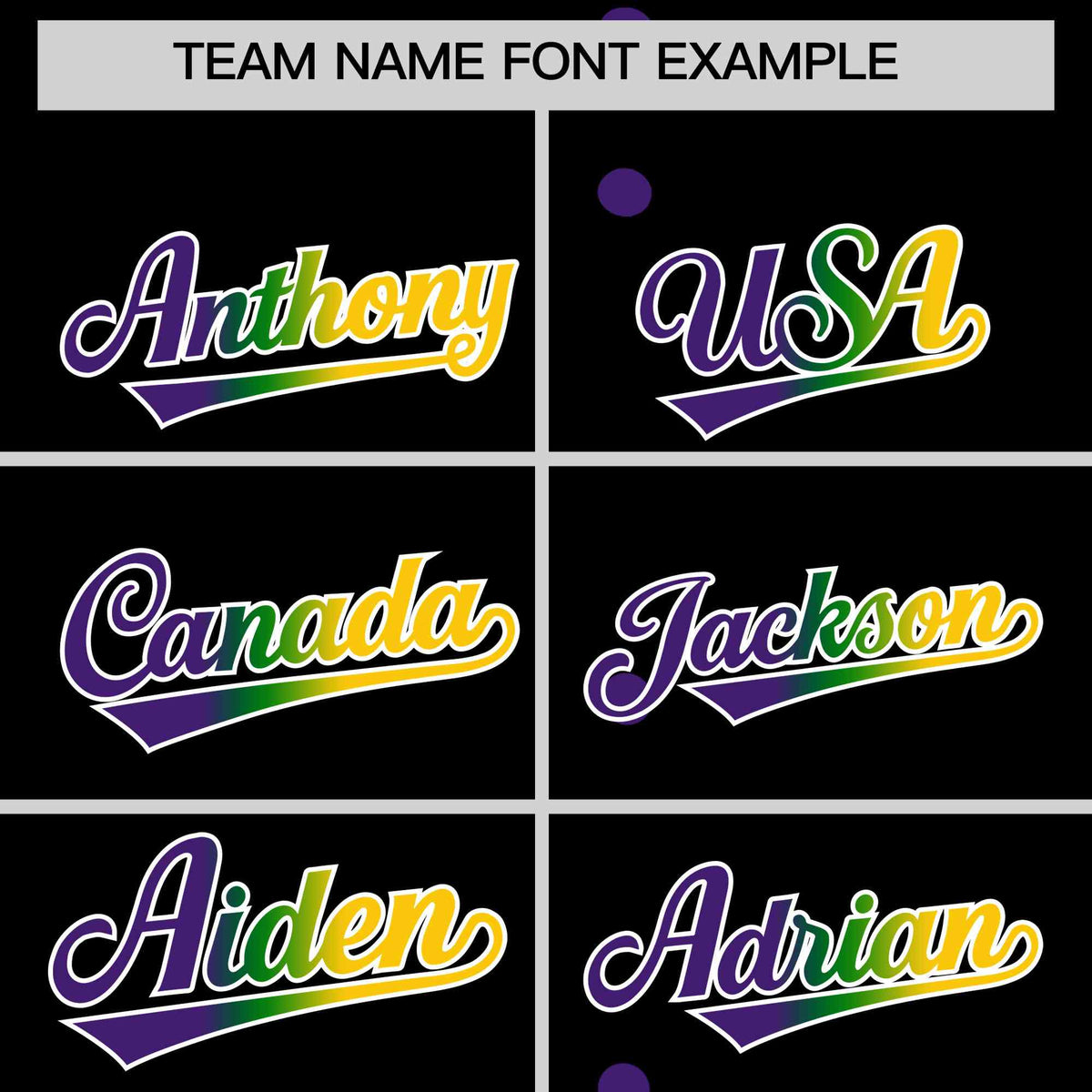 Custom Black Purple Kelly Green Gold Personalization Gradient Mardi Gras Authentic Baseball Jersey| KXKSHOP