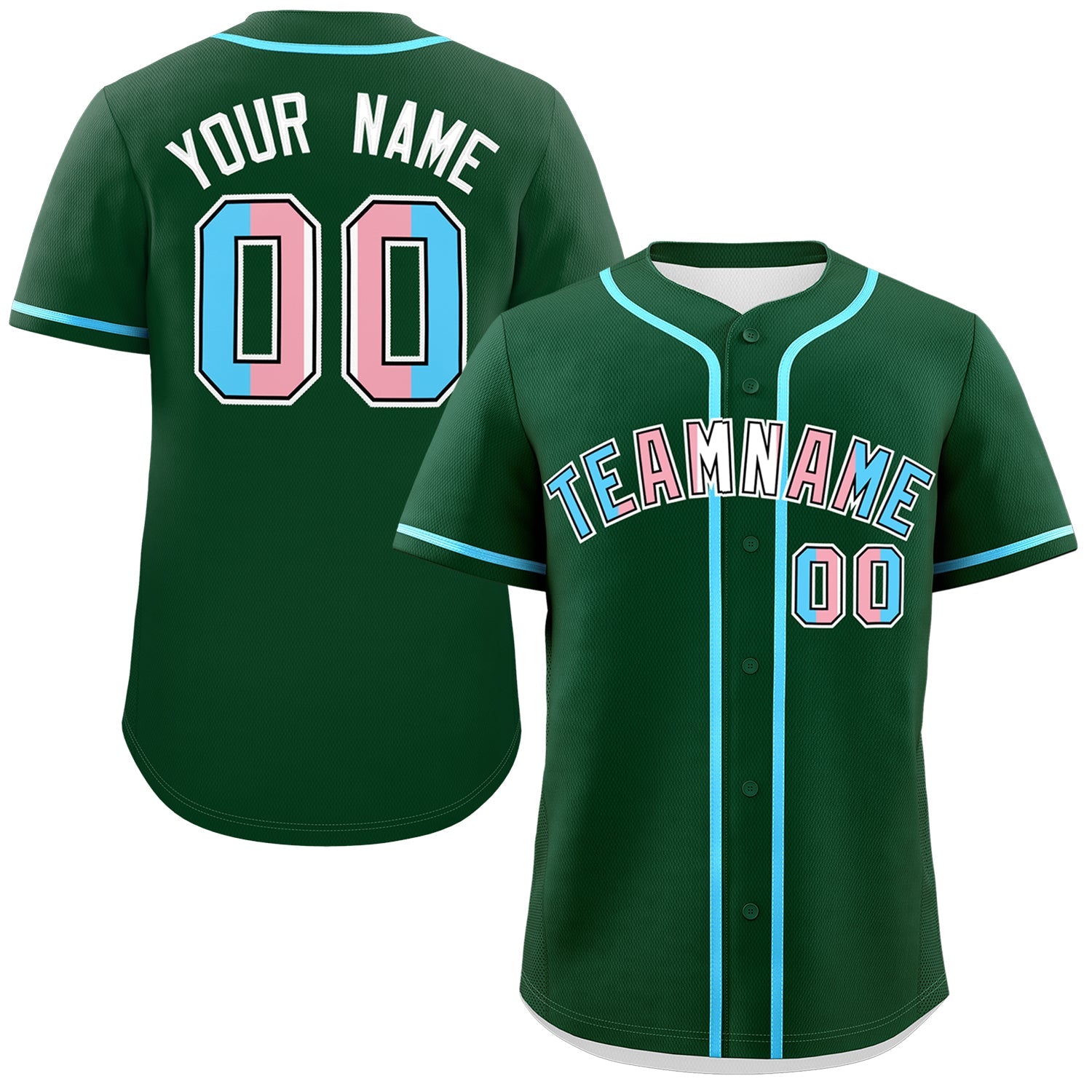 Custom Green Powder Blue Transgender For Pride Month Classic Style Baseball Jersey| KXKSHOP