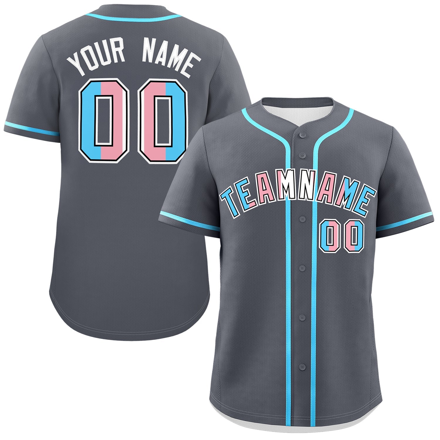 Custom Dark Gray Powder Blue Transgender For Pride Month Classic Style Baseball Jersey| KXKSHOP