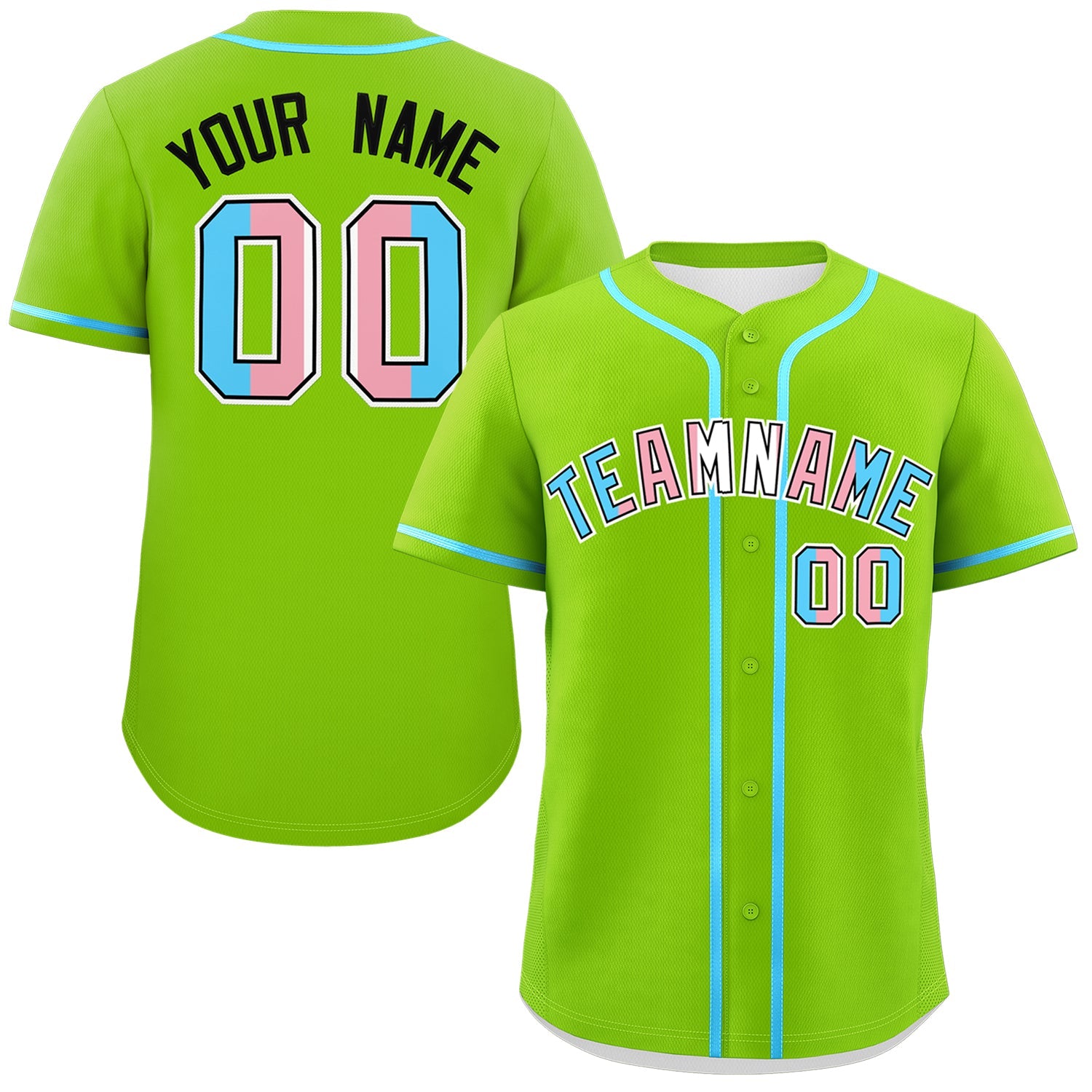 Custom Neon Green Powder Blue Transgender For Pride Month Classic Style Baseball Jersey| KXKSHOP