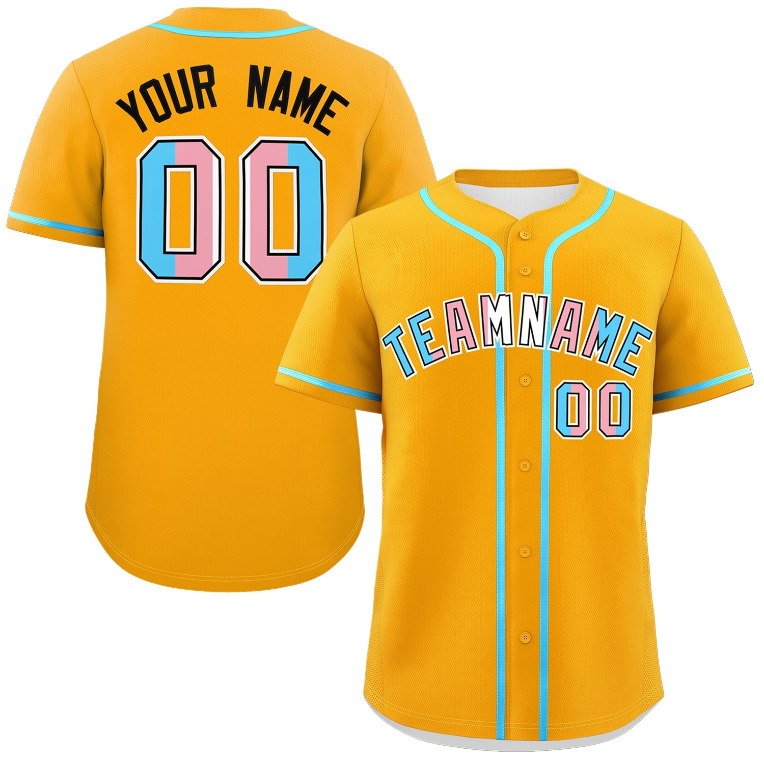 Custom Yellow Powder Blue Transgender For Pride Month Classic Style Baseball Jersey| KXKSHOP