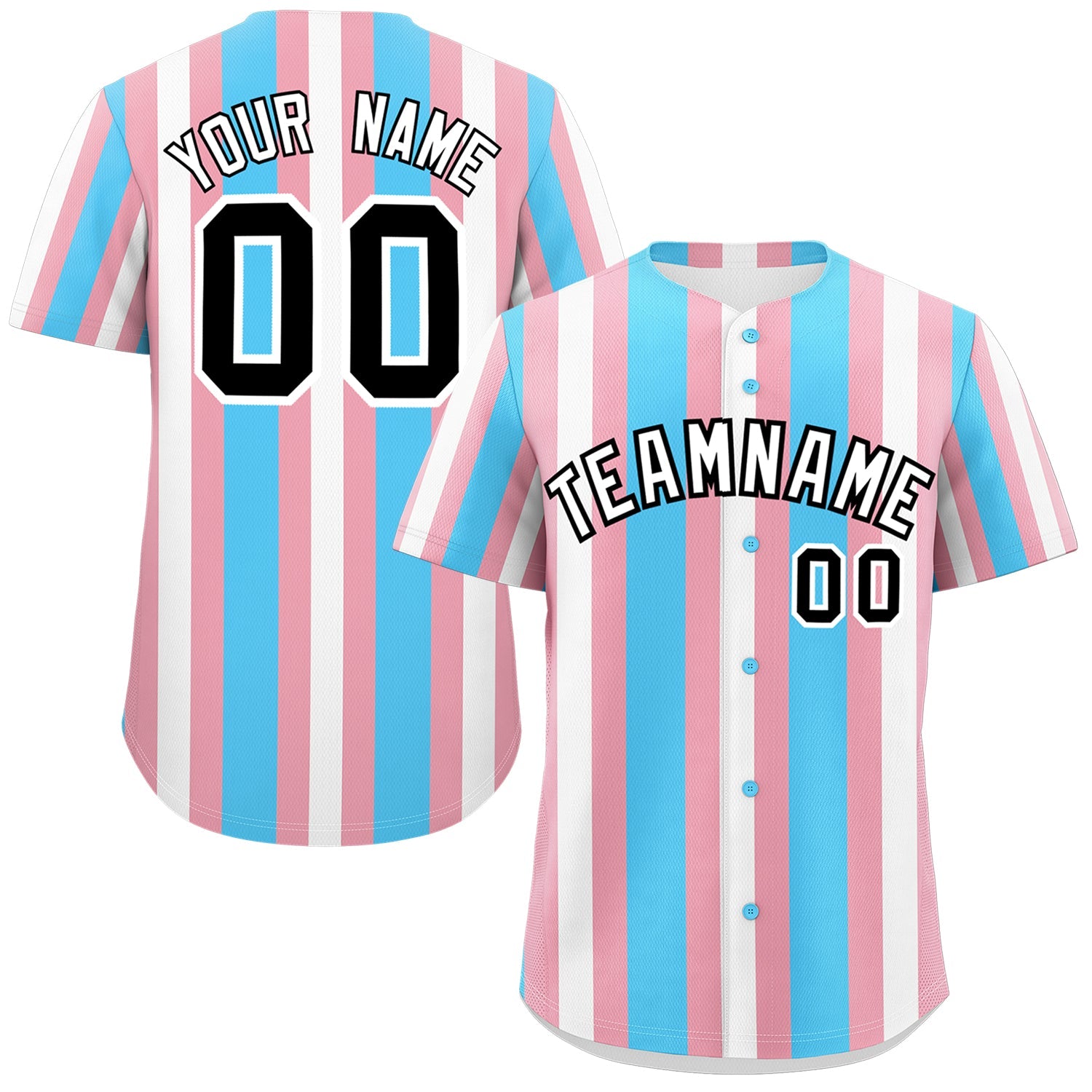 Custom White Light Pink Blue Transgender For Pride Month Classic Style Baseball Jersey| KXKSHOP