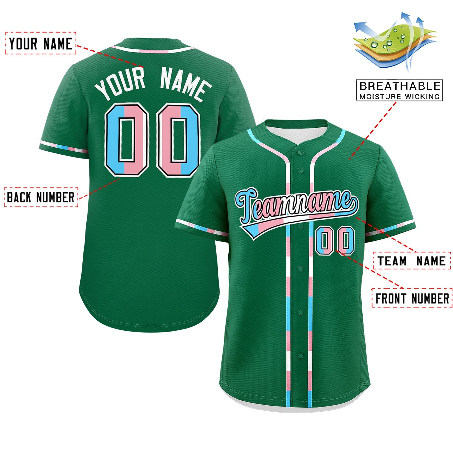 Custom Kelly Green Transgender For Pride Month Classic Style Baseball Jersey| KXKSHOP