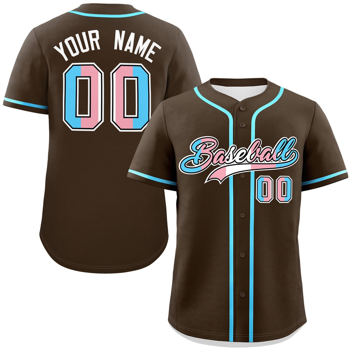 Custom Brown Powder Blue Transgender For Pride Month Classic Style Baseball Jersey| KXKSHOP