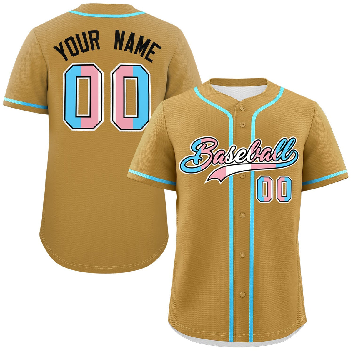 Custom Old Gold Powder Blue Transgender For Pride Month Classic Style Baseball Jersey| KXKSHOP