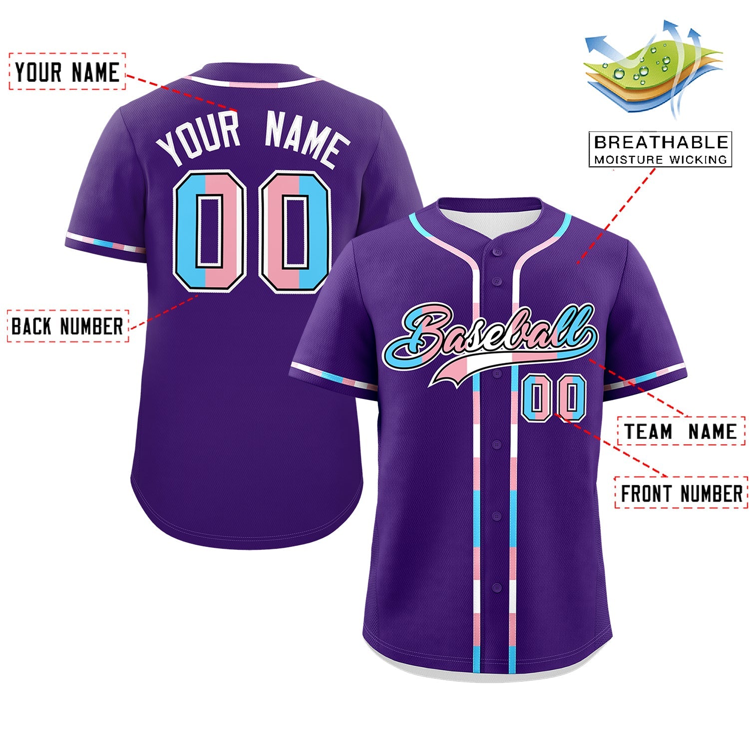 Custom Purple Transgender For Pride Month Classic Style Baseball Jersey| KXKSHOP