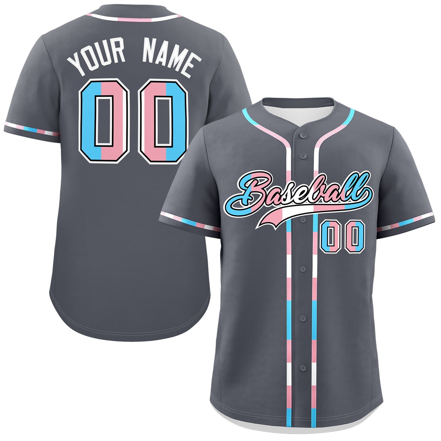Custom Dark Gray Transgender For Pride Month Classic Style Baseball Jersey| KXKSHOP