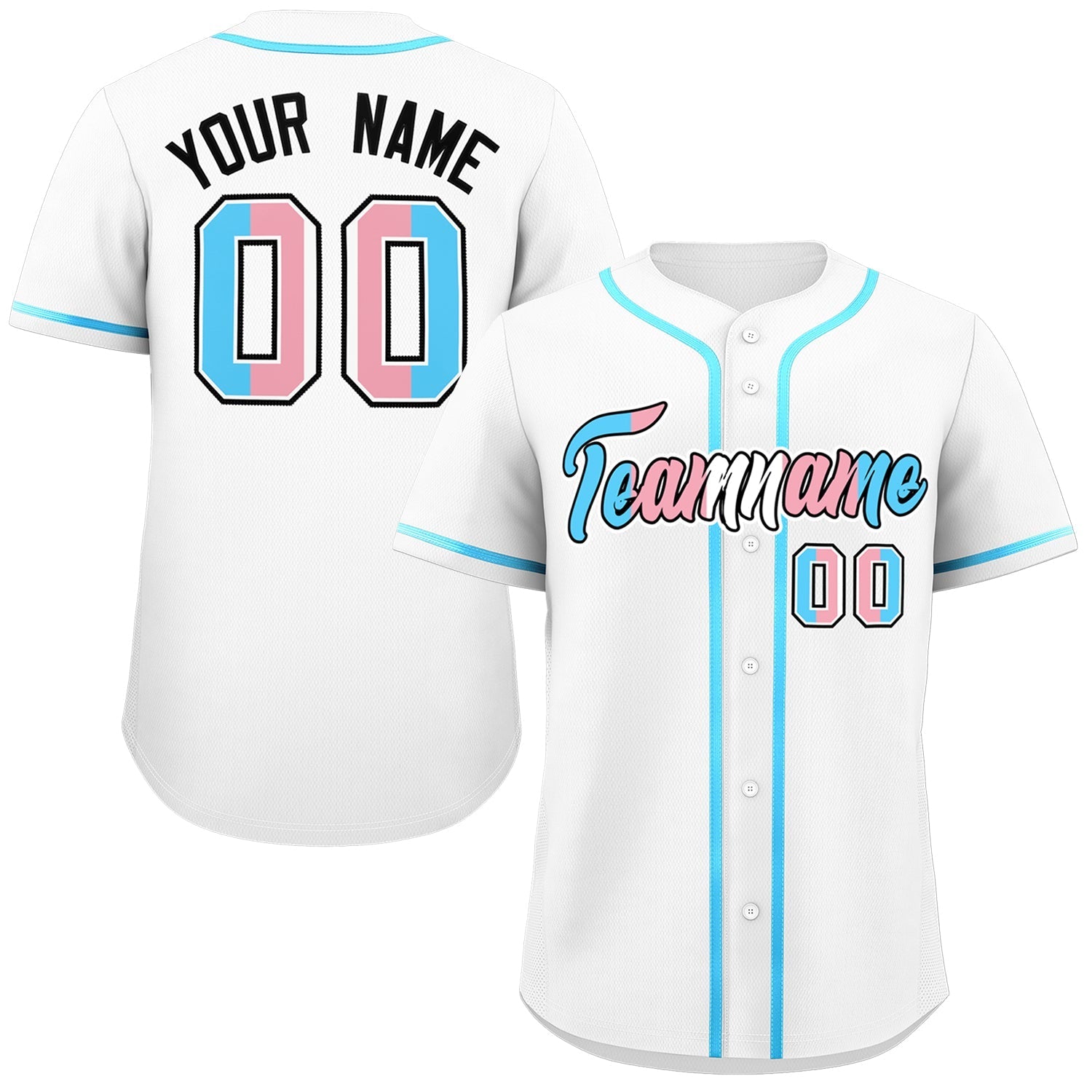 Custom White Powder Blue Transgender For Pride Month Classic Style Baseball Jersey| KXKSHOP