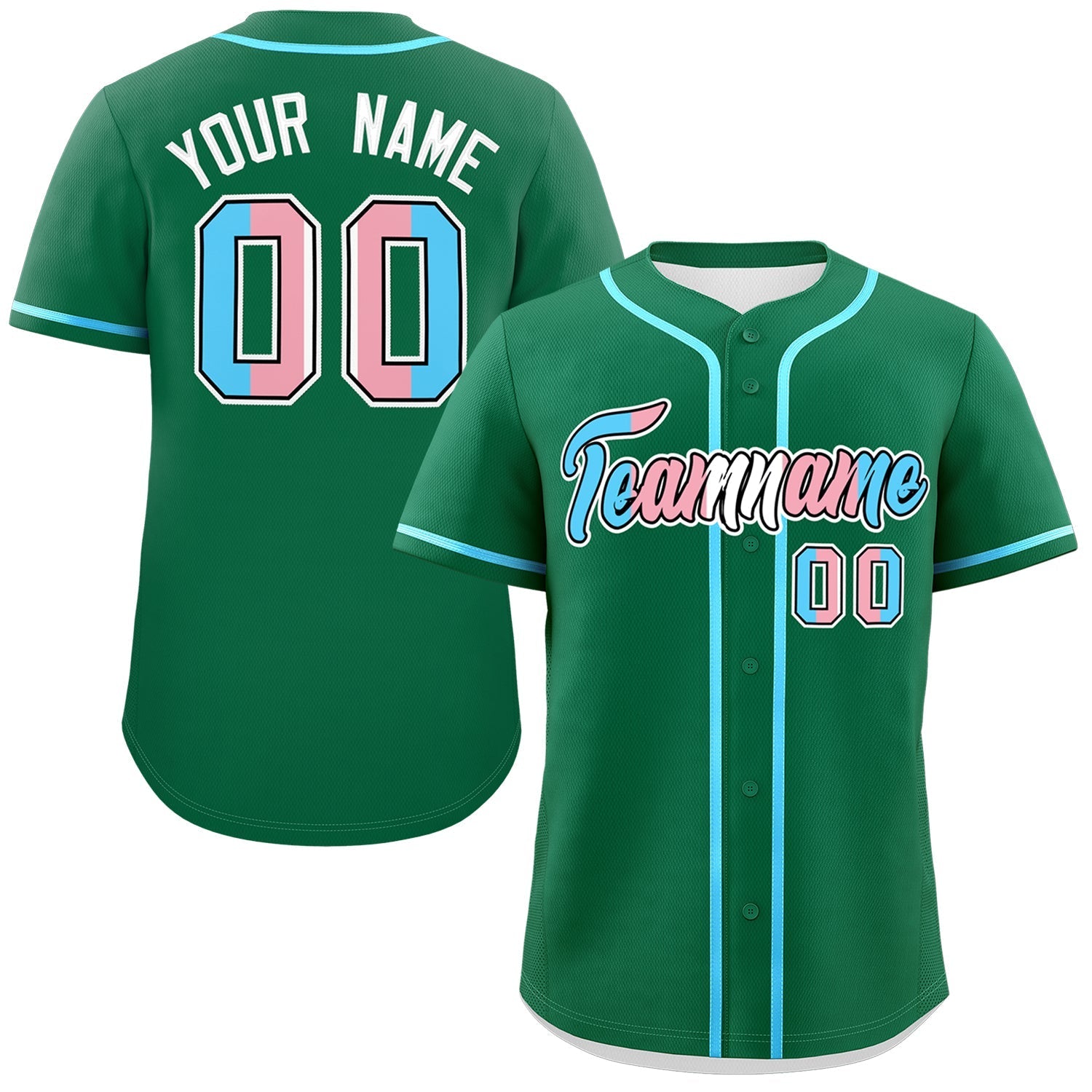 Custom Kelly Green Powder Blue Transgender For Pride Month Classic Style Baseball Jersey| KXKSHOP