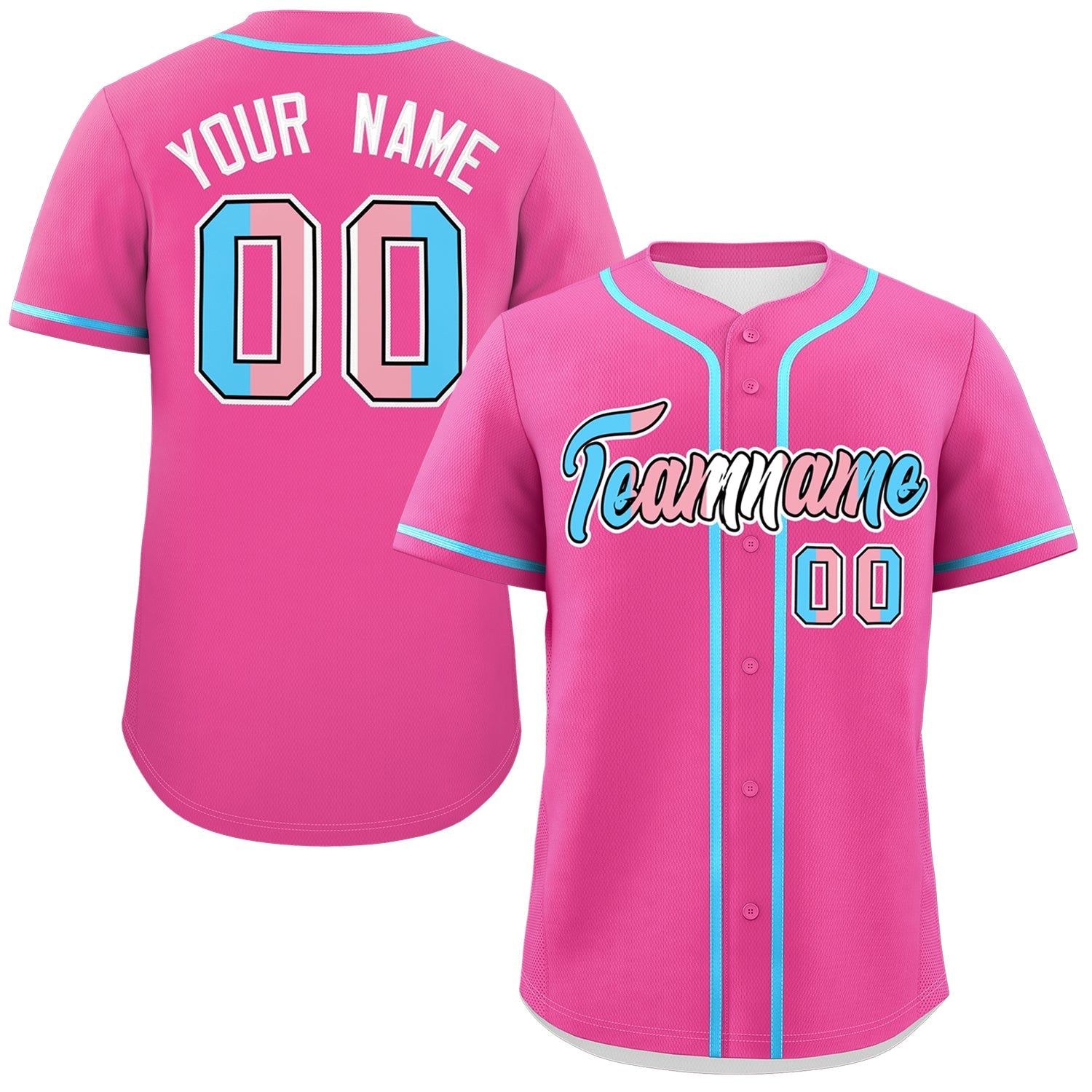Custom Pink Powder Blue Transgender For Pride Month Classic Style Baseball Jersey| KXKSHOP