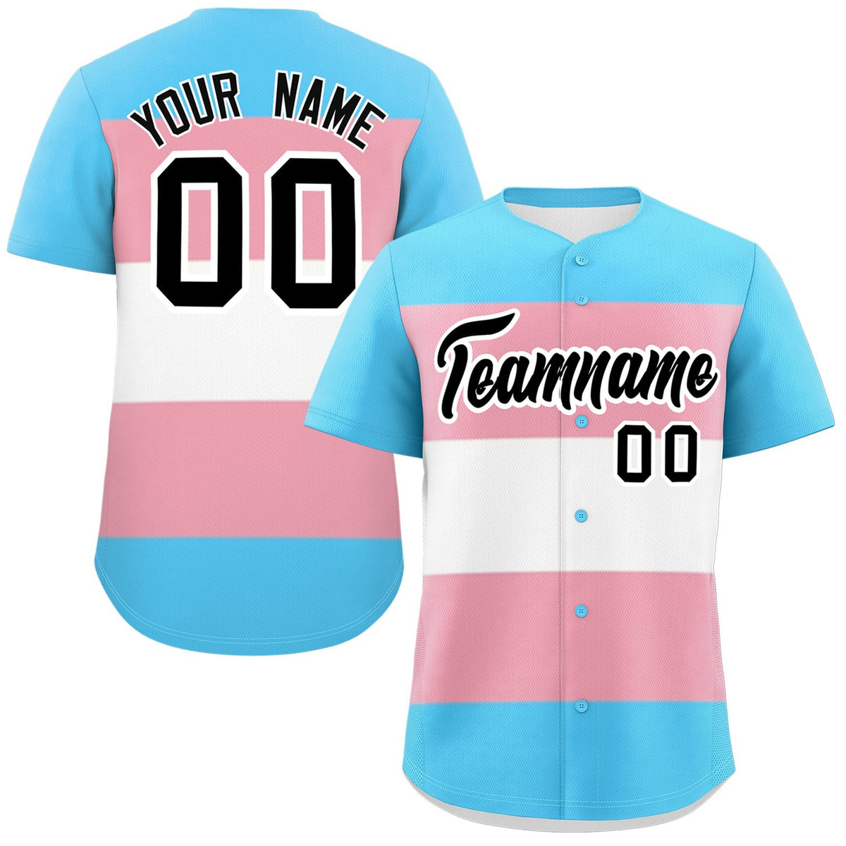 Custom Light Pink Blue White Transgender For Pride Month Classic Style Baseball Jersey| KXKSHOP