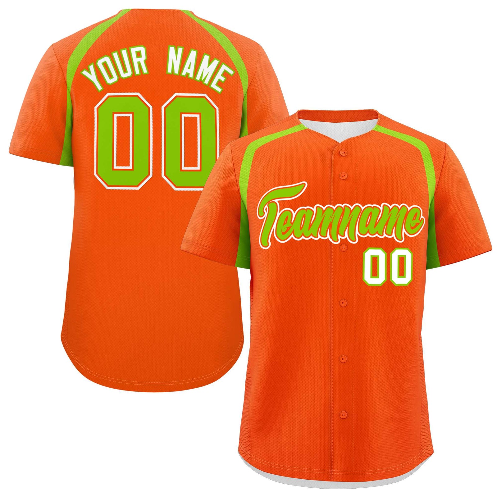 Custom Orange Neon Green Personalized Color Block Authentic Baseball Jersey