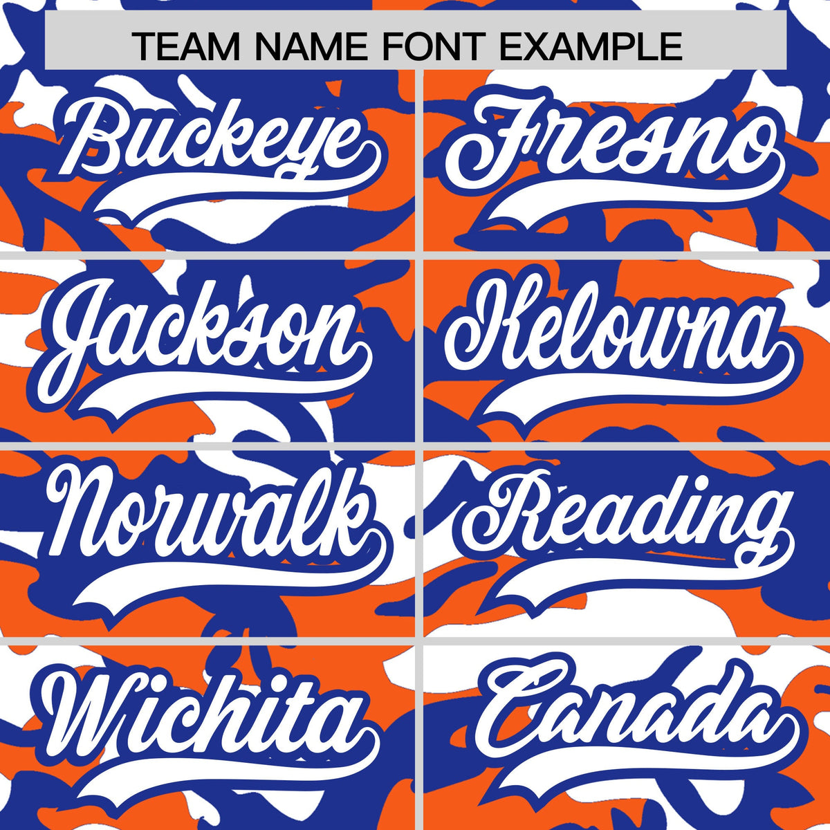 Custom Orange Royal Blue White Camo Gradient Fashion Baseball Jersey | Perfect for Training,Sublimation Printed &amp; Stitched,Add Name and Numbern,Perfect for Teams | KXKSHOP