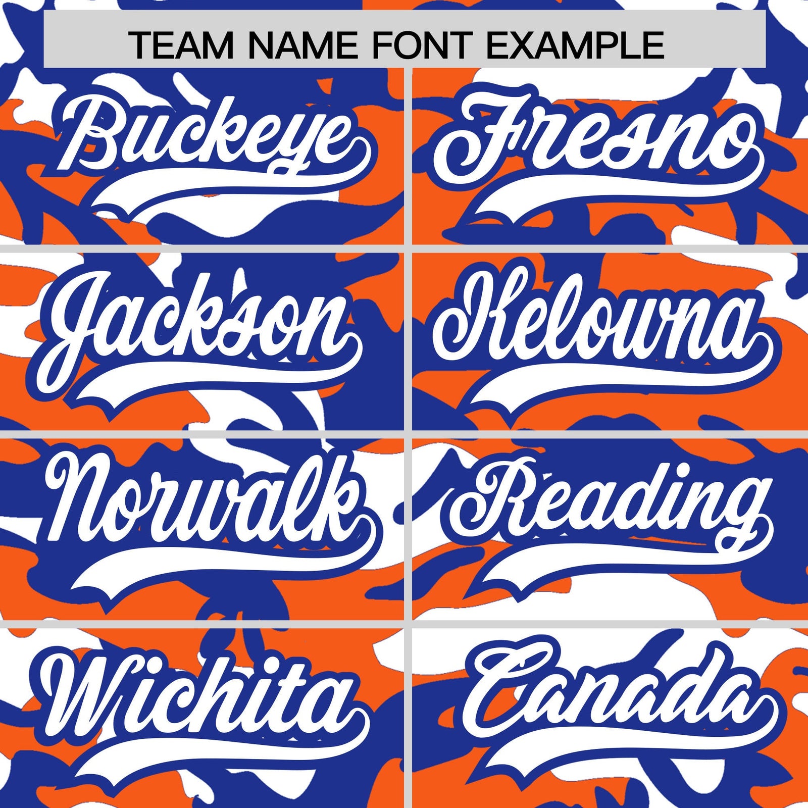 Custom Orange Royal Blue White Camo Gradient Fashion Baseball Jersey | Perfect for Training,Sublimation Printed & Stitched,Add Name and Numbern,Perfect for Teams | KXKSHOP
