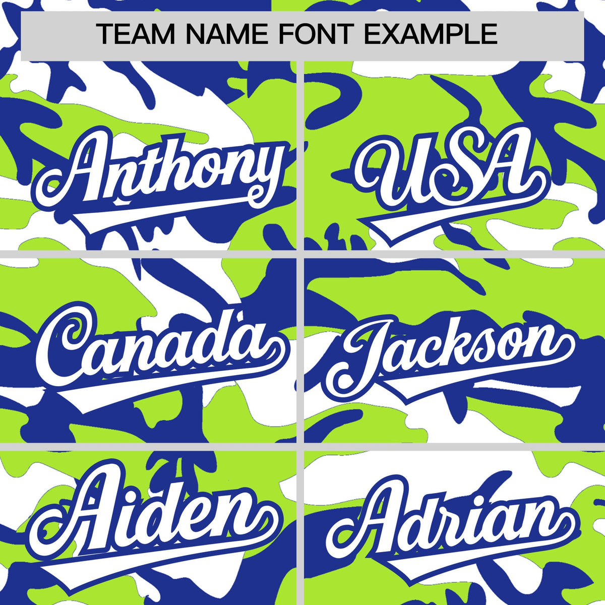 Custom Neon Green Royal Blue White Camo Gradient Fashion Baseball Jersey | Perfect for Training,Sublimation Printed &amp; Stitched,Add Name and Numbern,Perfect for Teams | KXKSHOP