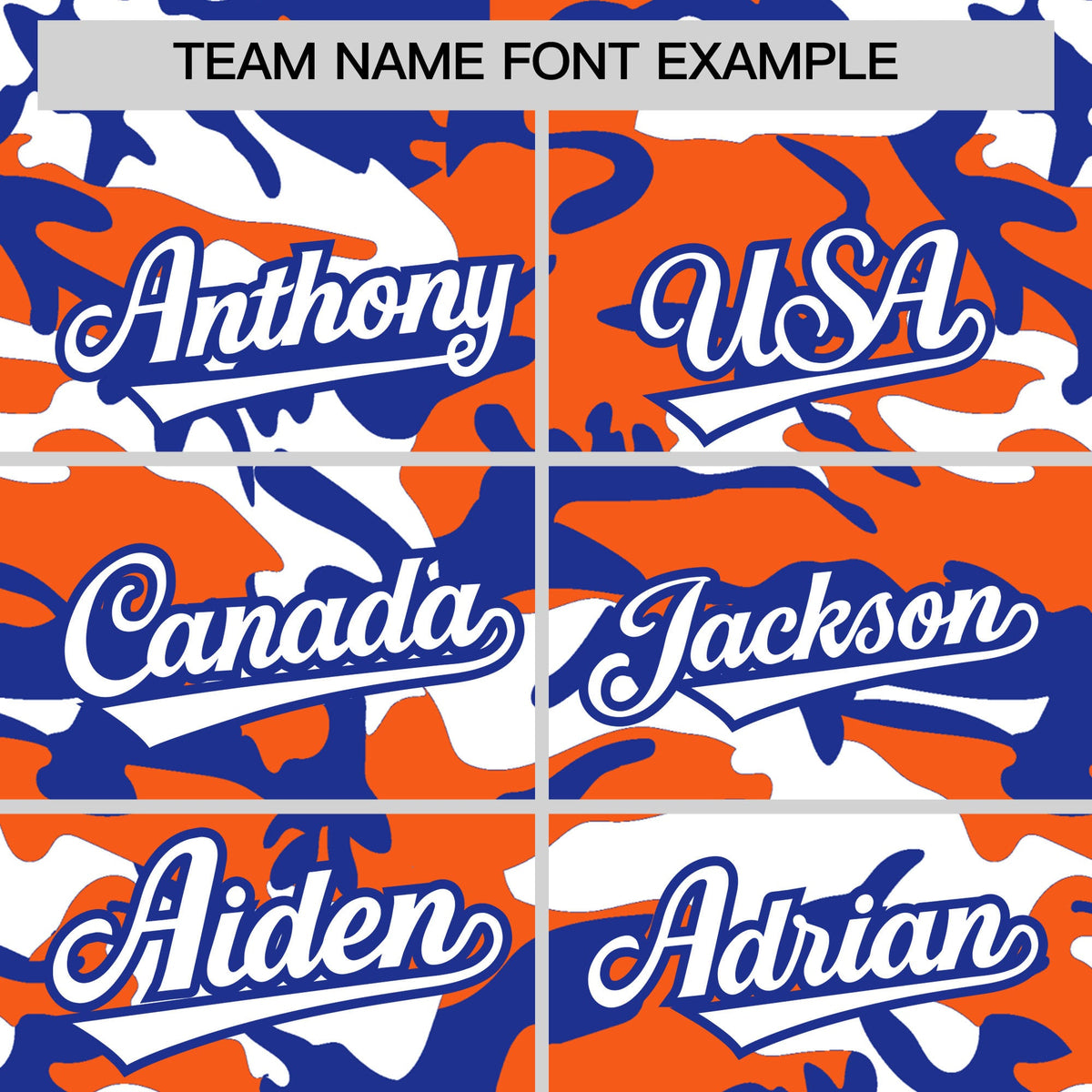 Custom Orange Royal Blue White Camo Gradient Fashion Baseball Jersey | Perfect for Training,Sublimation Printed &amp; Stitched,Add Name and Numbern,Perfect for Teams | KXKSHOP