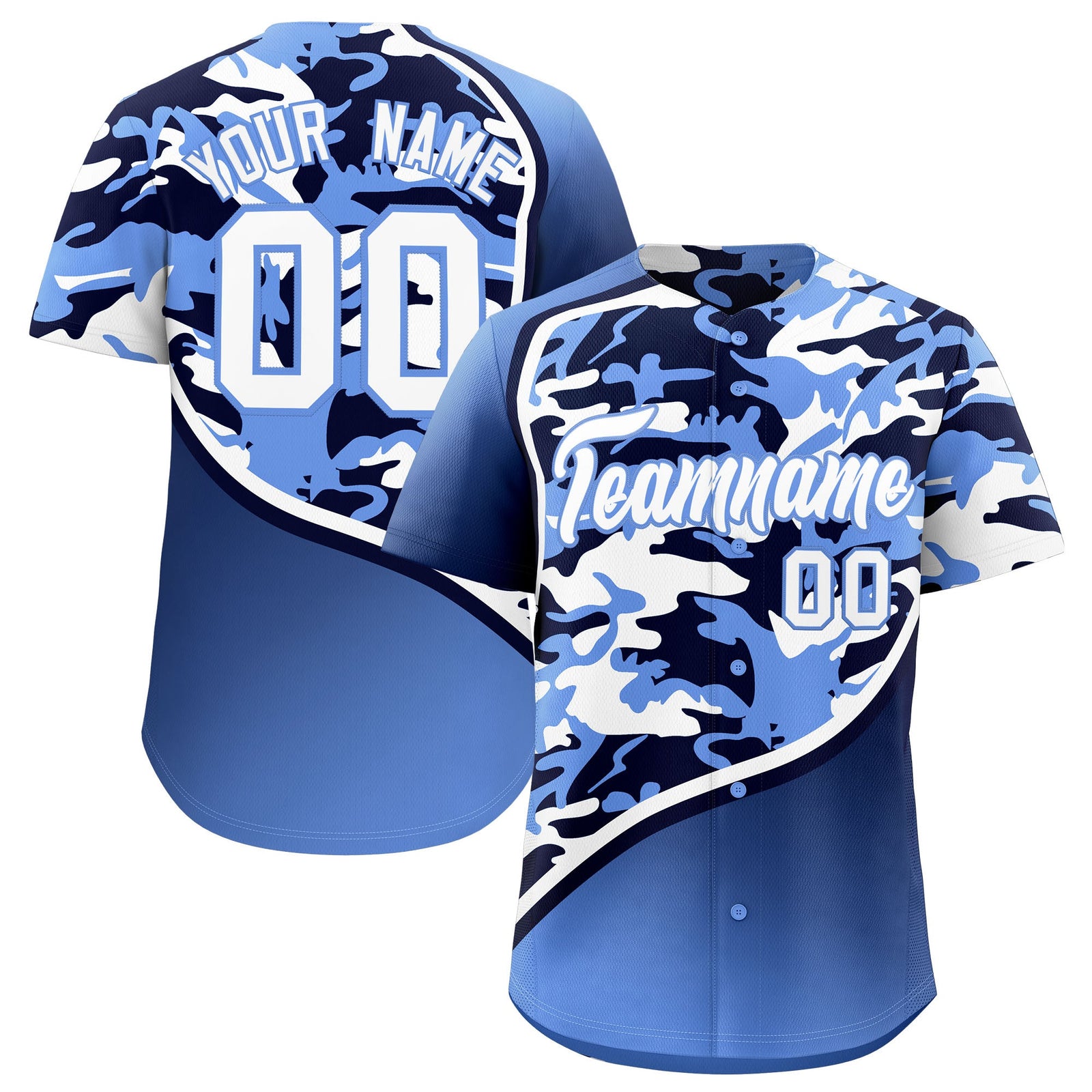 Custom Navy Light Blue White Camo Gradient Fashion Baseball Jersey | Perfect for Training,Sublimation Printed & Stitched,Add Name and Numbern,Perfect for Teams | KXKSHOP