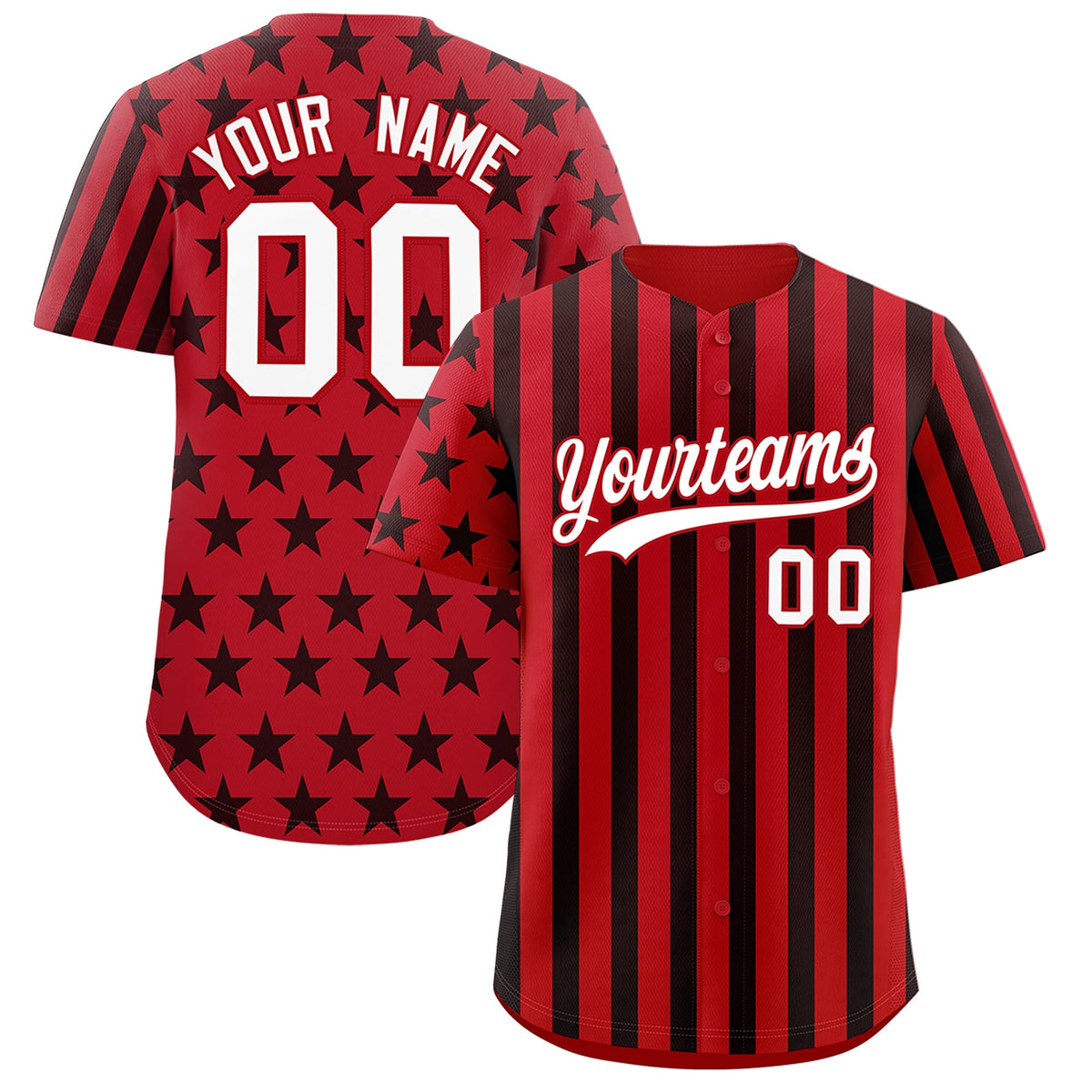 Custom Red Black American Flag Graffiti Pattern Baseball Jersey| KXKSHOP