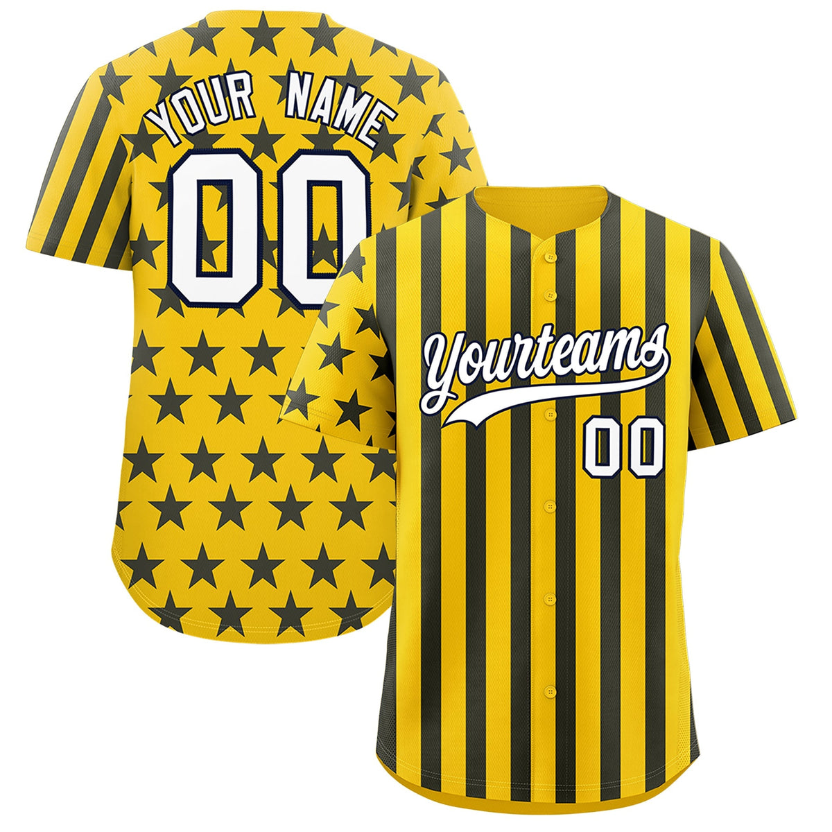 Custom Gold Navy White American Flag Graffiti Pattern Baseball Jersey| KXKSHOP