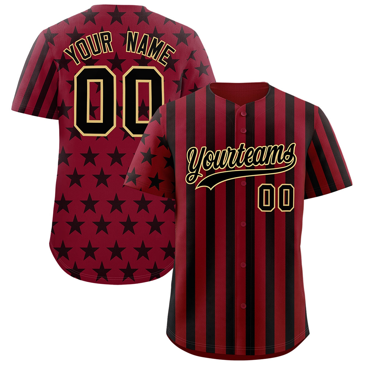 Custom Crimson Black American Flag Graffiti Pattern Baseball Jersey| KXKSHOP